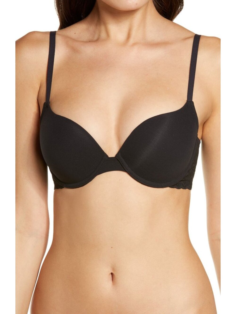 🆕Natori Sheer Glamour Push-Up Underwire T-Shirt Bra 36DD Black #727252
